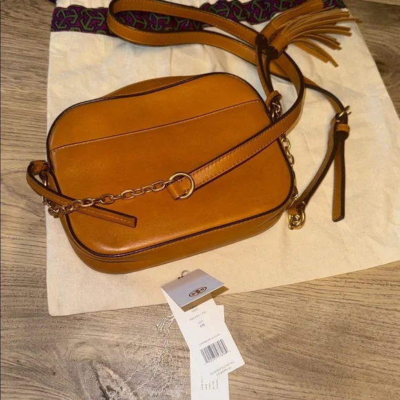 Tory Burch McGraw Woven camera bag crossbody purse- brown